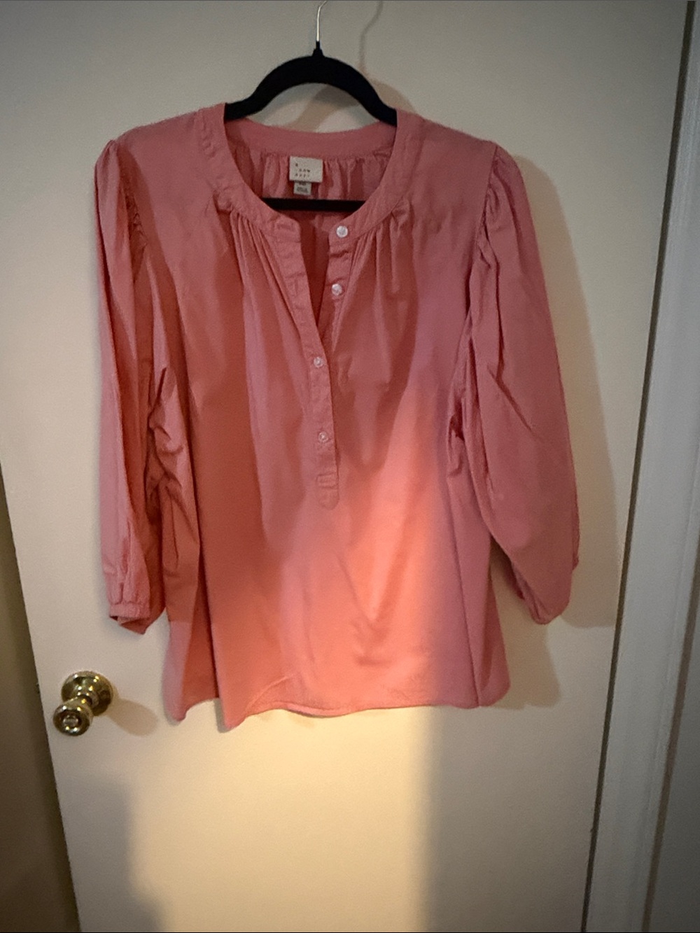a new day Pink Cotton Henley Blouse